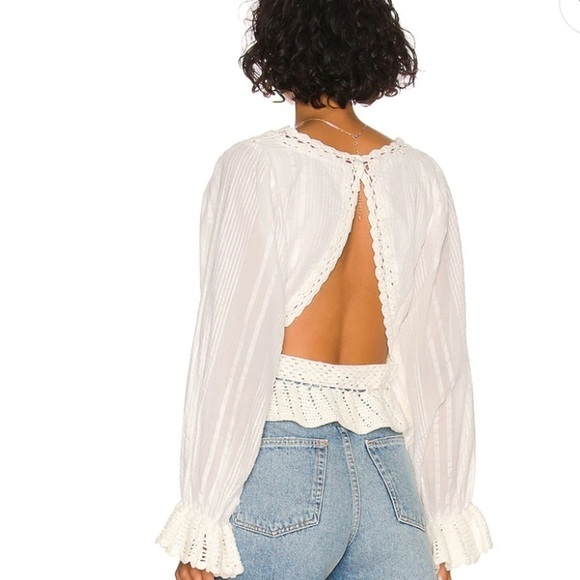 NEW Free People Megan Crochet Open Back Cotton Boho Top - Picture 5 of 11